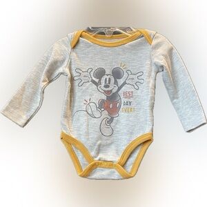 Disney Mickey Mouse Gray and Gold Baby Bodysuit